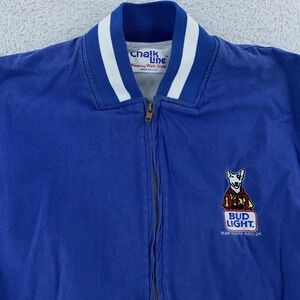 Vintage 80s Bud Light‎ Spuds MacKenzie Chalk Line Bomber Jacket Mens S/M